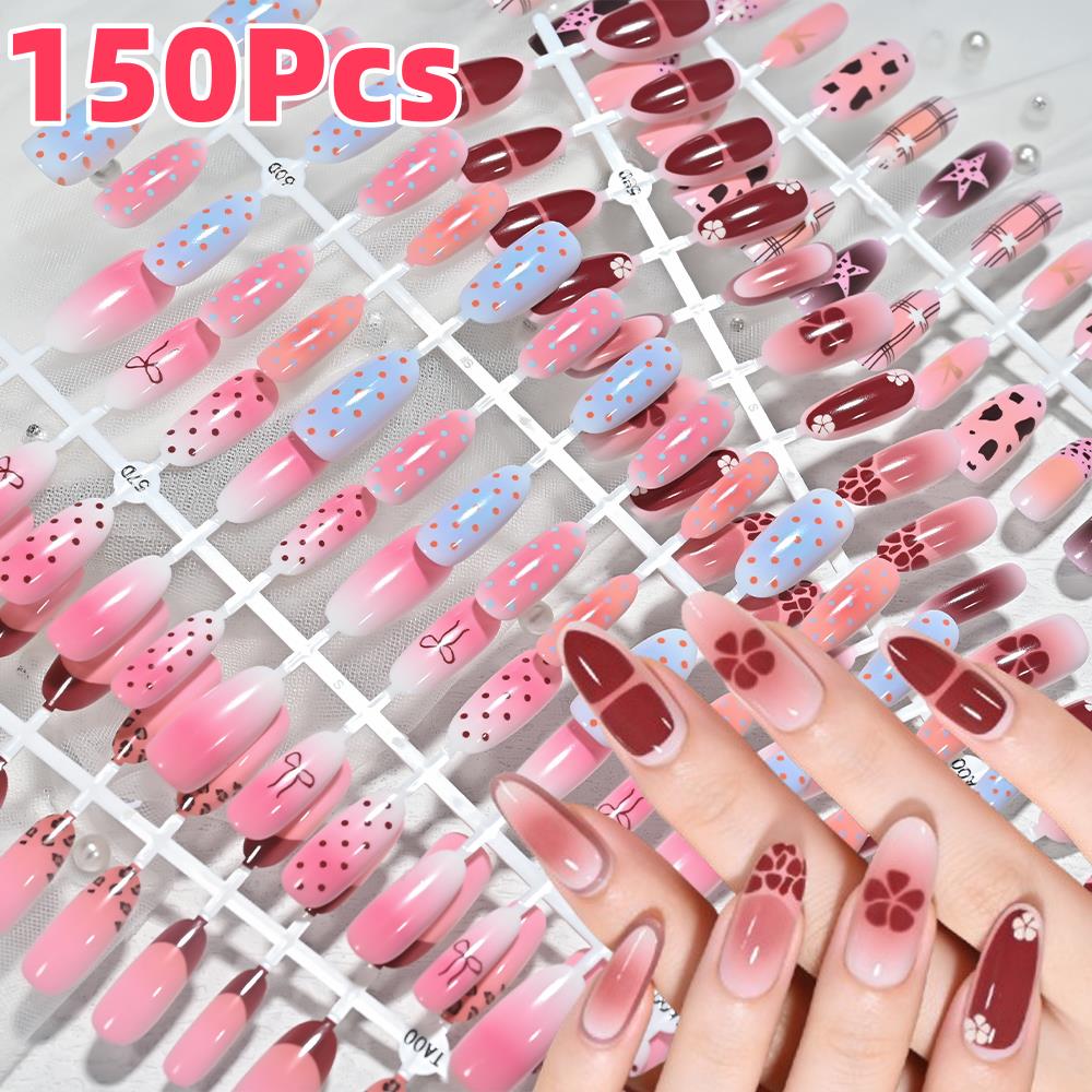 Nail Art Press On - 150 faux ongles à presser, rose