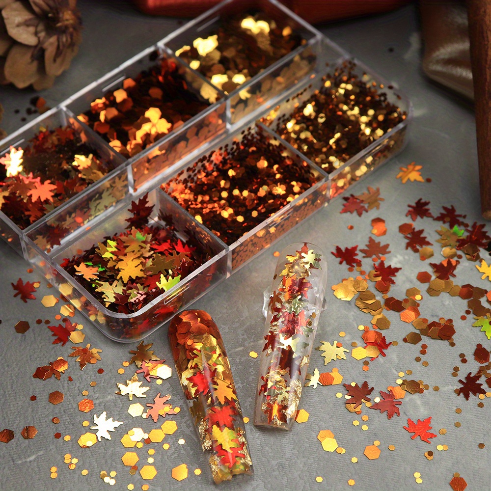 6 compartiments de paillettes  - Nail Art Orange avis et prix
