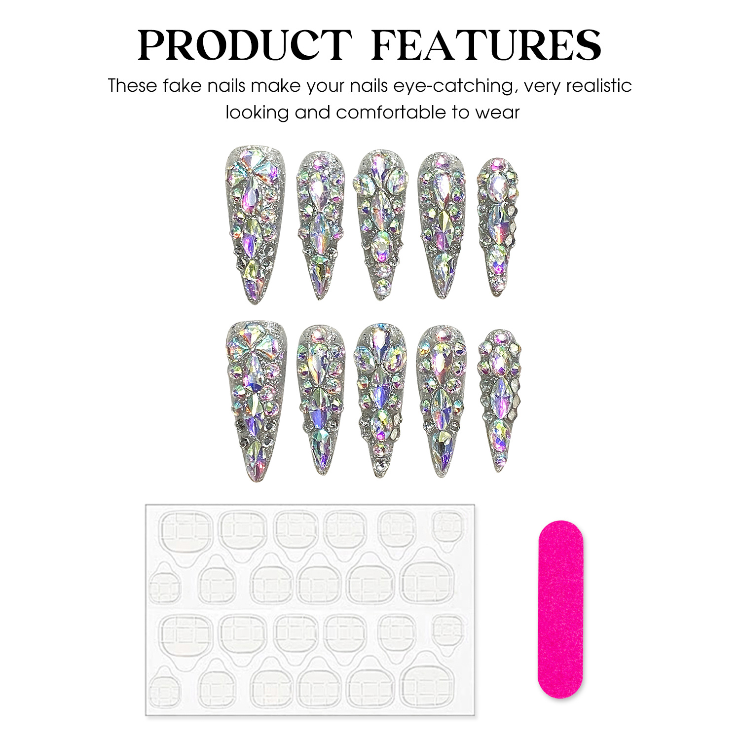 10 pièces presse à la main sur - Nail Art Press On avis et prix